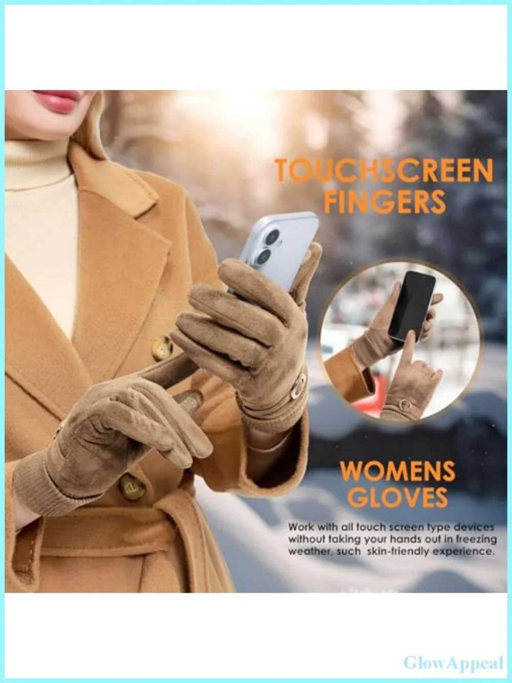 Women's Suede Gloves Winter Warm Fleece Lined Touchscreen